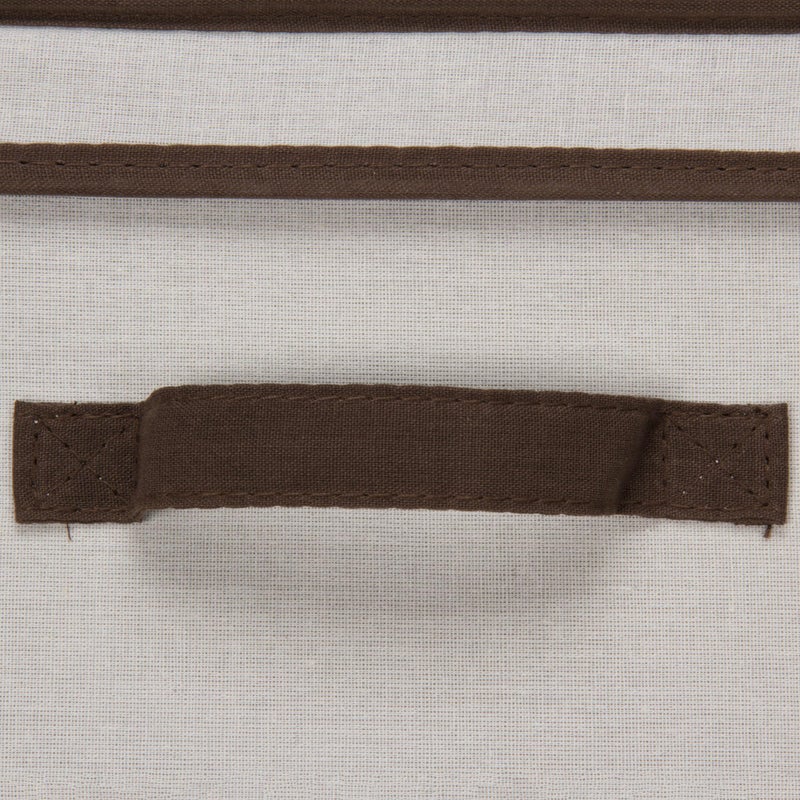 Household Essentials 515 Storage Box with Lid and Handle- Natural Beige Canvas with Brown Trim- Jumbo - Image 4